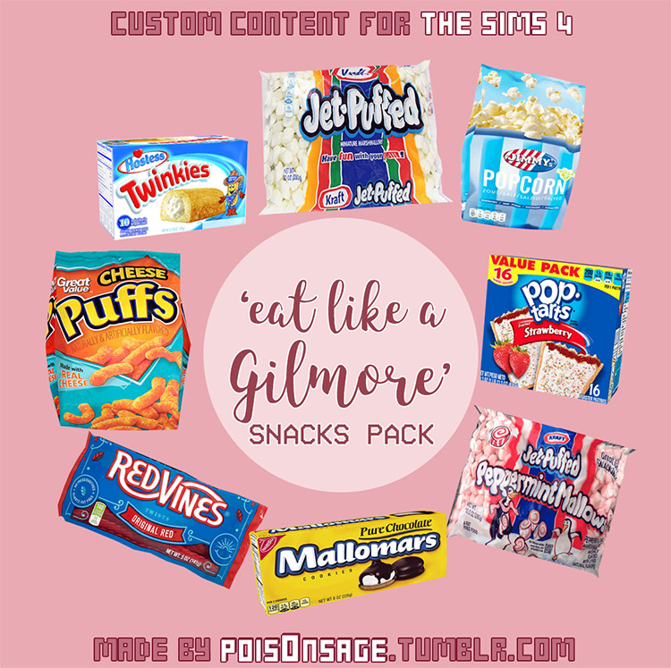 Eat Like a Gilmore Snacks Pack / Sims 4 CC