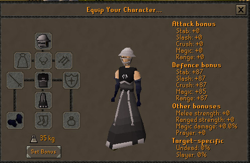Player wearing the Ranged Void Knight attire / OSRS