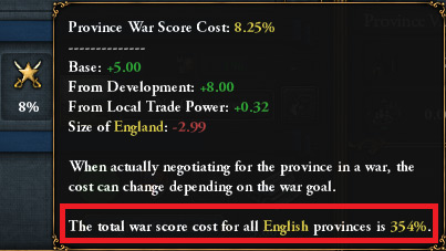 Peace Deals Have a 100% War Score Max; England Needs 354% to Be Vassalized or Annexed / EU4
