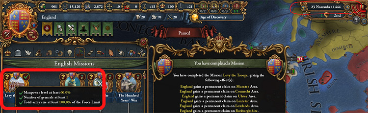 Completed within the First Month of the Game / EU4