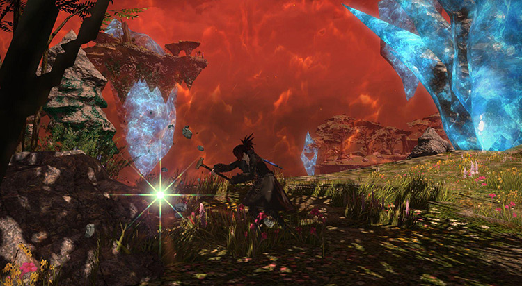 Breaking rocks in the hot sun of the Sea of Clouds. / FFXIV