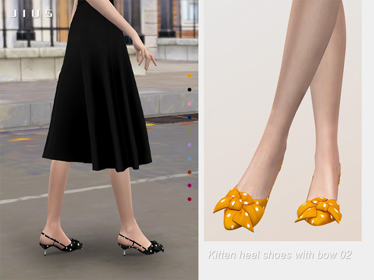 Jius Kitten Heel Shoes With Bow #02 / Sims 4 CC