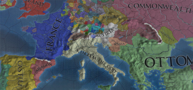 Zoomed World Map over Europe (EU4)