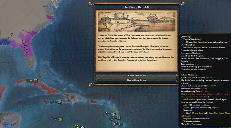 The event to play as New Providence. / EU4