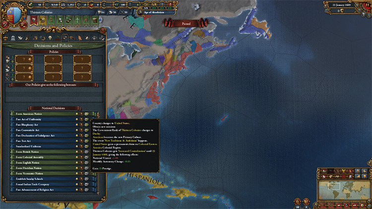 All requirements for clicking the decision successfully met / EU4