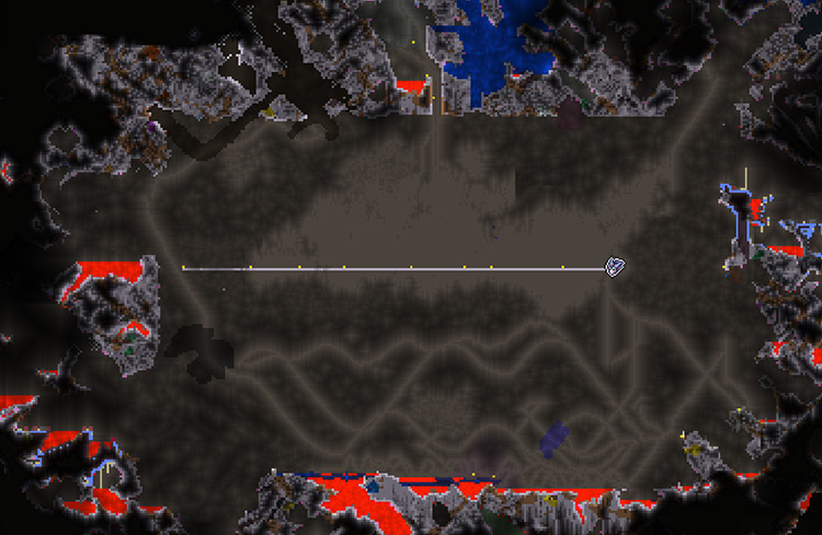 Map view of an example of the large open area required for the farm / Terraria