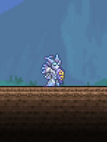 A player equipped with the Ankh Shield / Terraria