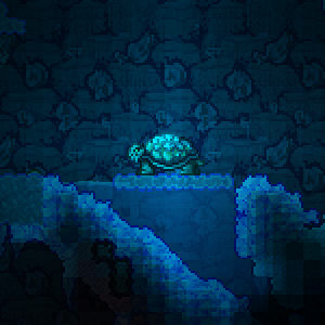 An Ice Tortoise in the Ice biome / Terraria