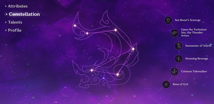 Beidou’s constellation screen / Genshin Impact
