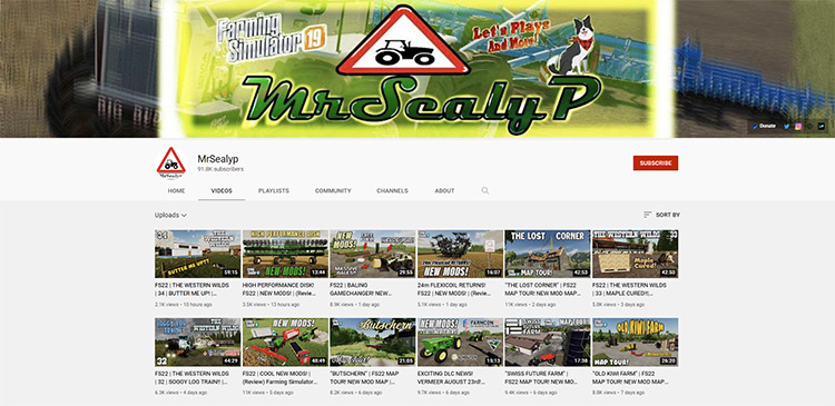 MrSealyP YouTube channel page screenshot
