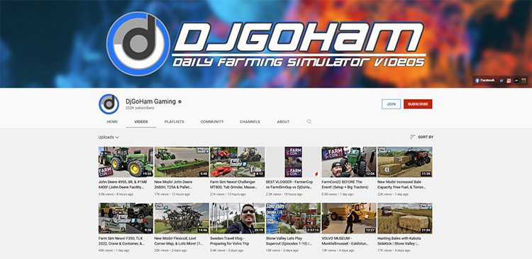 DjGoHam YouTube channel page screenshot