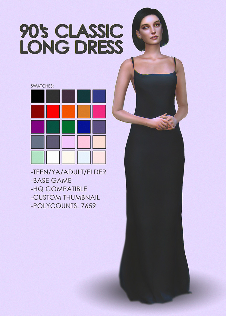 90s Classic Long Dress / Sims 4 CC