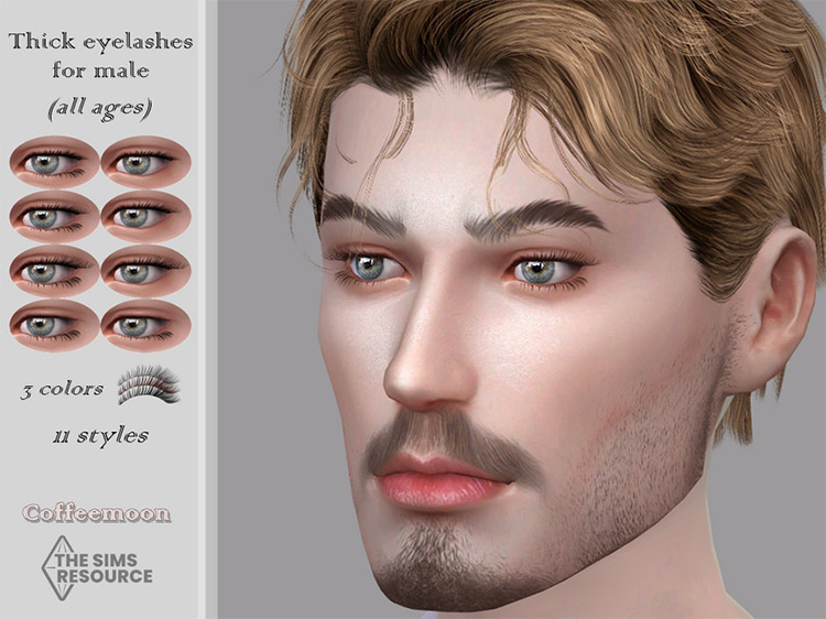 Thick 3D Eyelashes for Males / Sims 4 CC