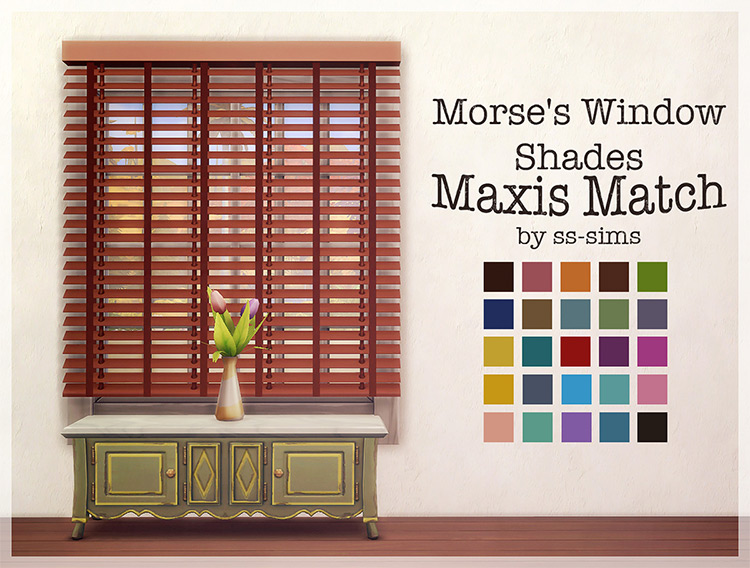Morse’s Window Shades (Maxis Match) by ss-sims / TS4 CC