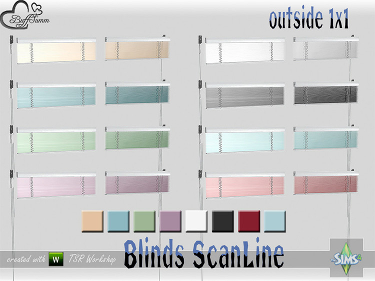 Blinds ScanLine Outside 1x1 Full Open by BuffSumm / TS4 CC