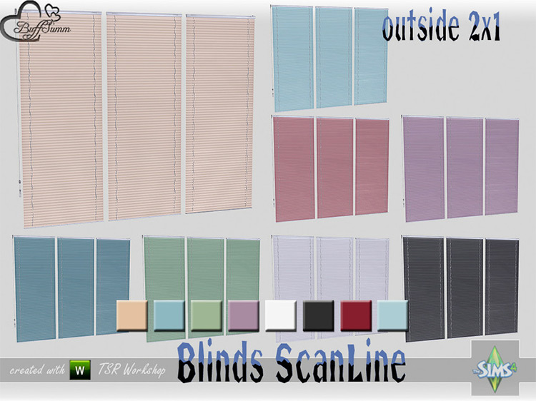 Blinds ScanLine Outside 2x1 Half Closed by BuffSumm / Sims 4 CC