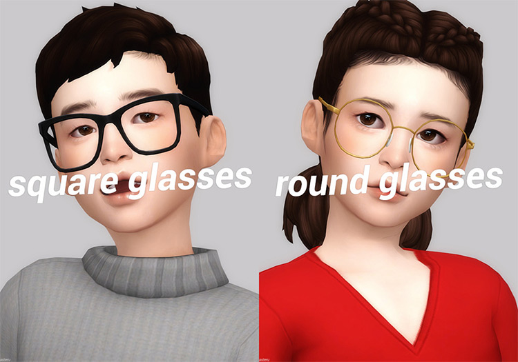 Children’s Square + Round Glasses / Sims 4 CC