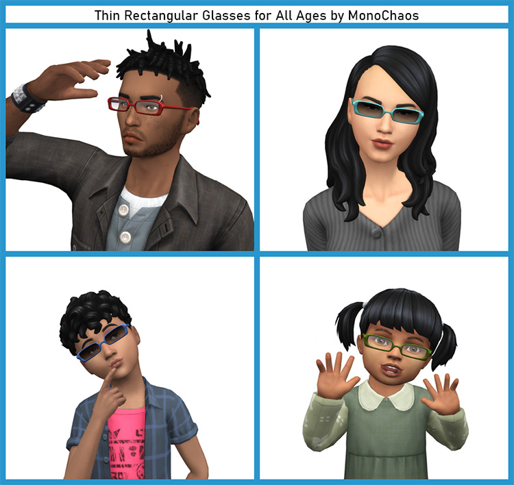 Thin Rectangular Glasses For All Ages / TS4 CC