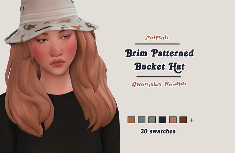 Brim Patterned Bucket Hat / Sims 4 CC