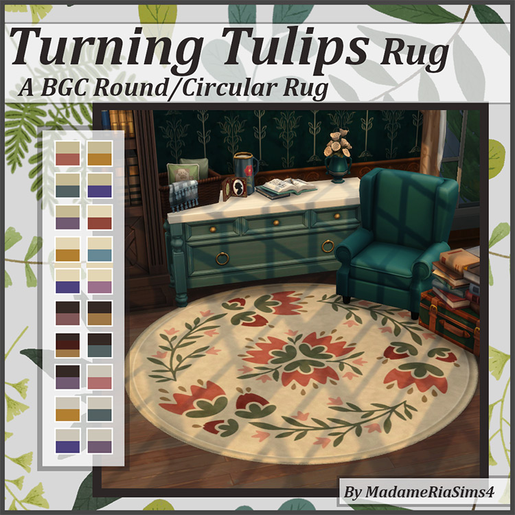 Turning Tulips Round Rug / Sims 4 CC