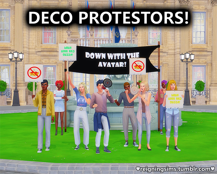 Deco Protestors / Sims 4 CC