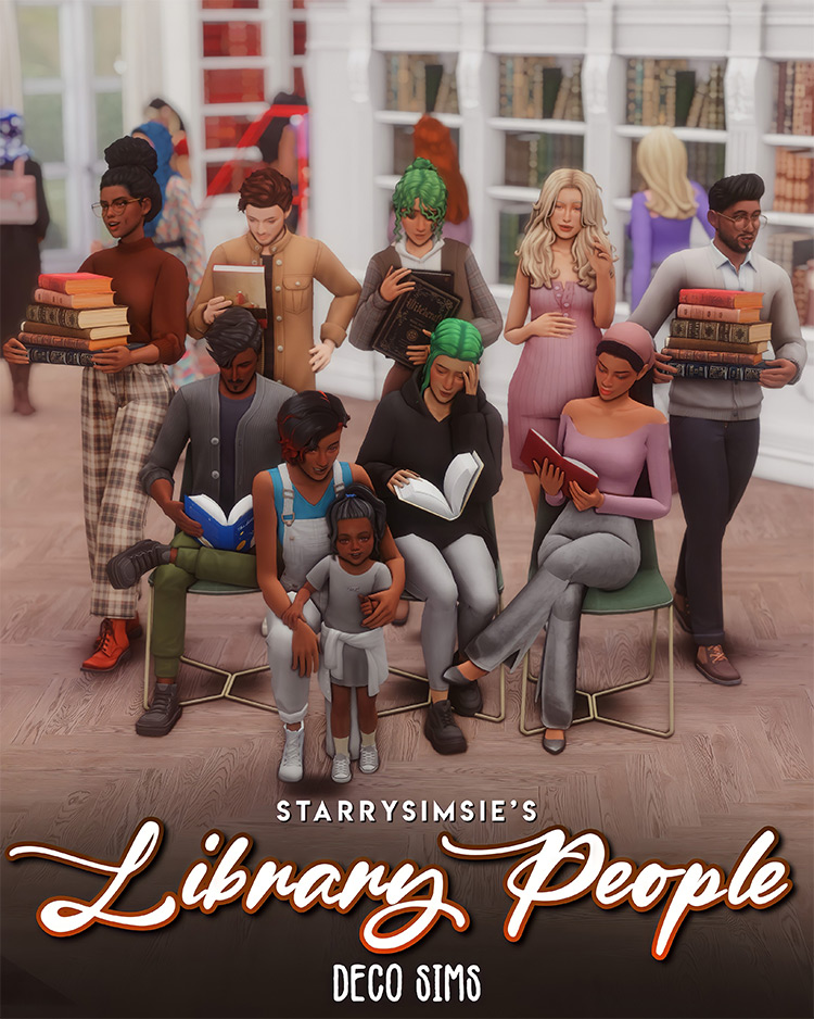 Library Deco People / Sims 4 CC