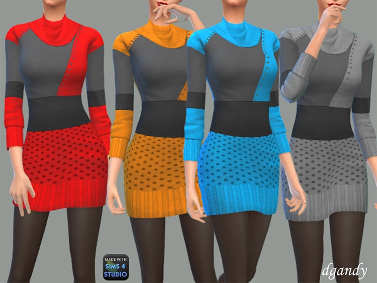 Cowl neck sweater dress Sims4 CC