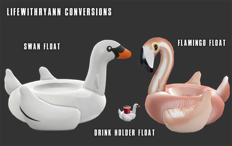 Flamingo & Swan Floaty Sims 4 CC