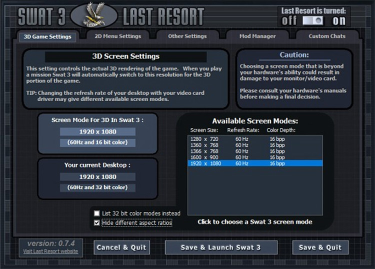 Last Resort SWAT 3 1080p mod