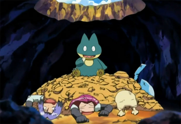 Munchlax on top of Team Rocket