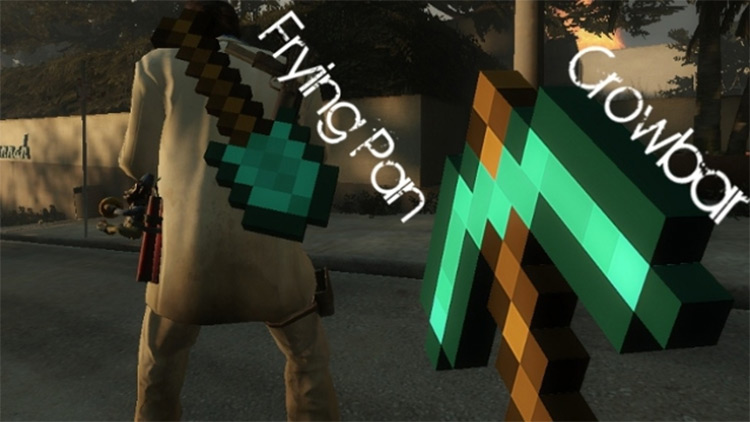 Minecraft Melee Weapons in L4D2 mod