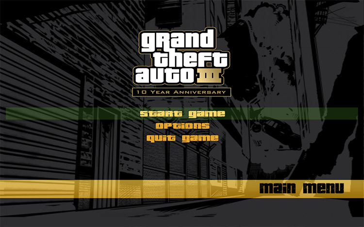 10th Anniversary Menu Grand Theft Auto III mod