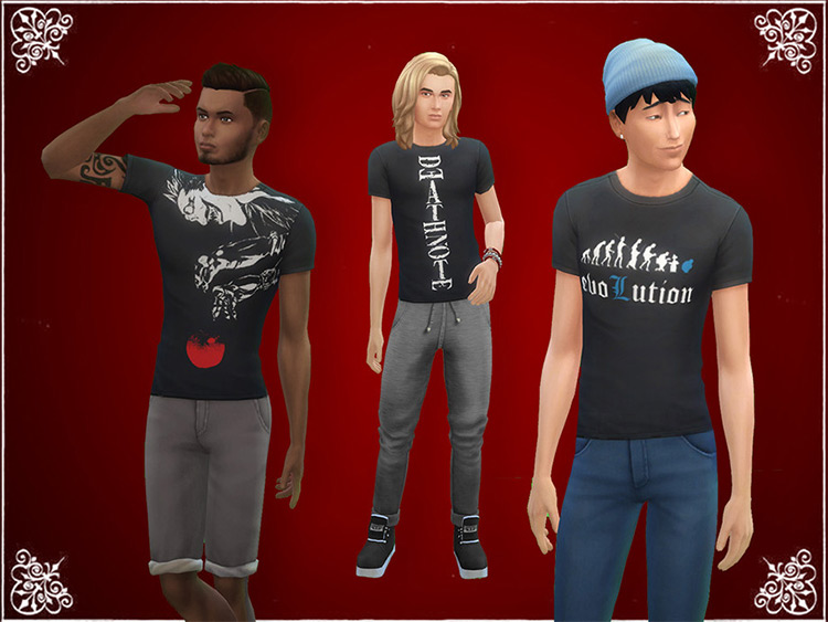 Death Note T-Shirts - Sims 4 CC