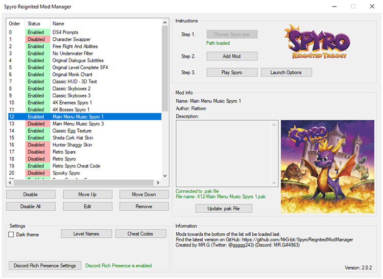 Spyro Reignited Mod Manager Screenshot