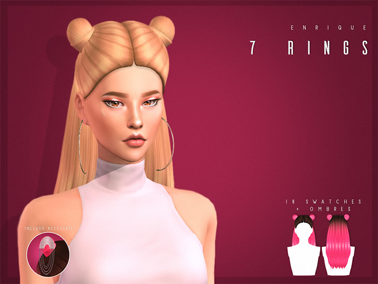 7 Rings Hairstyle Blonde Hairbun Sims4 CC