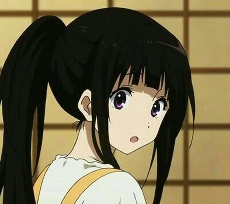 Black long hair anime high school cool girl with bla