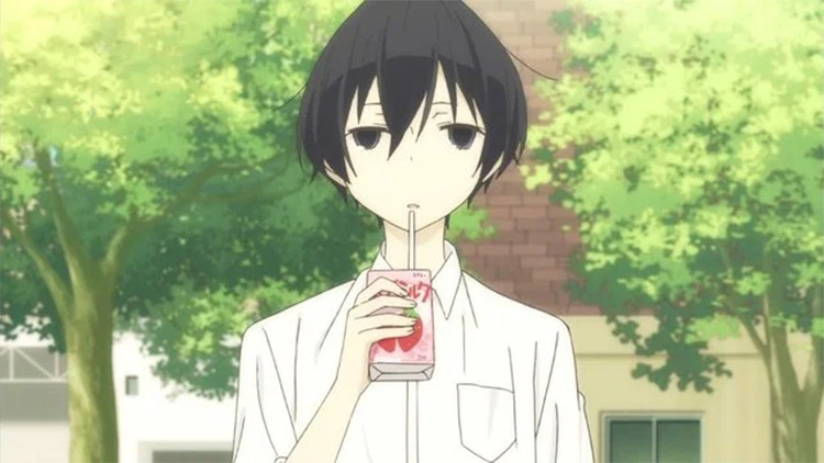 Tanaka-kun is Always Listless - drinking juicebox screenshot