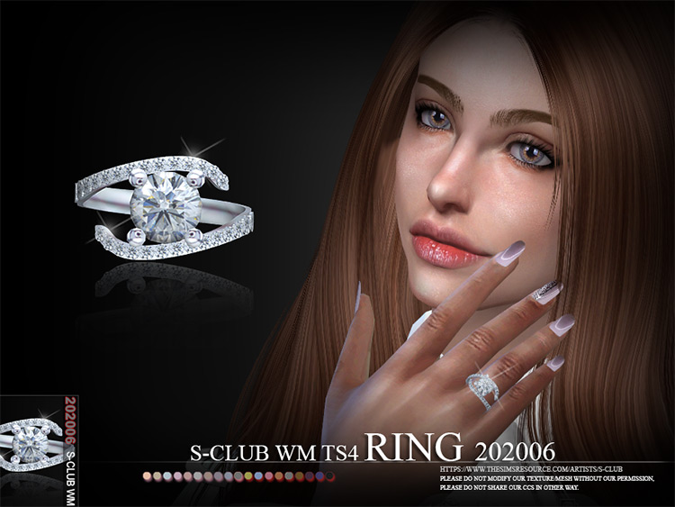 Diamonds custom wedding ring circular design - Sims 4 CC