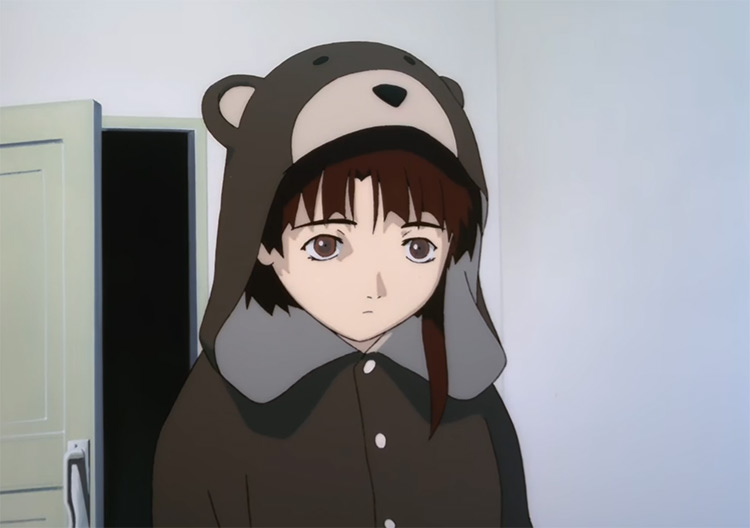 Anime character in bear hoodie in Serial Experiments Lain