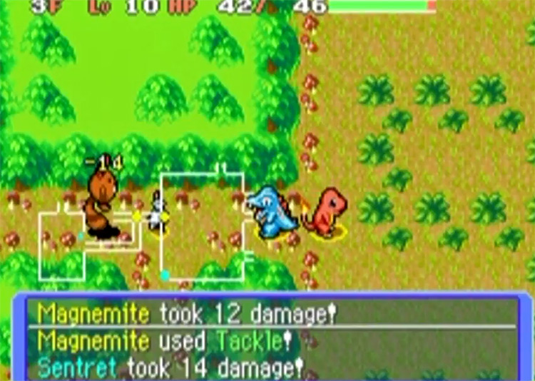 Totodile and Charmander in Pokémon Mystery Dungeon: Red Rescue Team