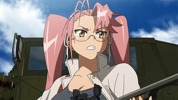 Saya Takagi in Highschool of the Dead anime screenshot