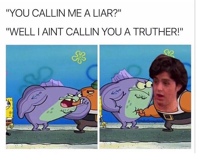 You callin me a liar? I ain't callin' you a truther - SpongeBob crossover with Drake & Josh