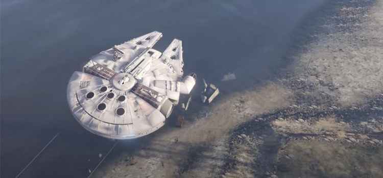 Star Wars Millennium Falcon flying around screenshot