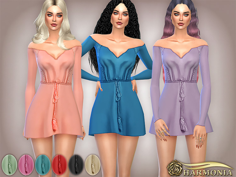 Sims 4 CC  Best Off The Shoulder Tops   Dresses   FandomSpot - 98