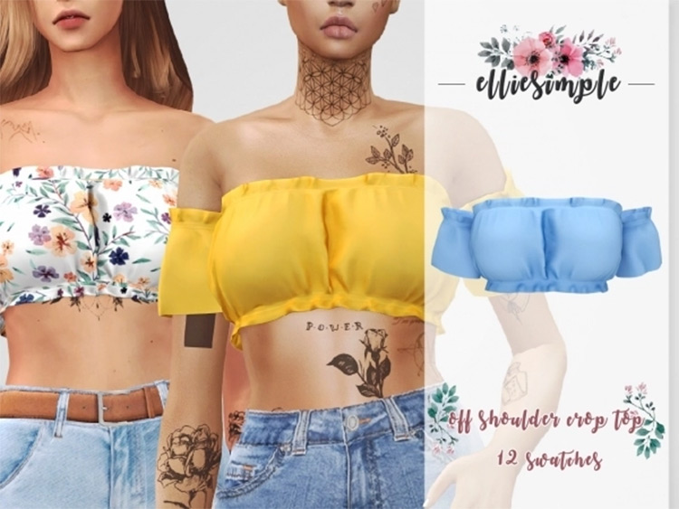 Off Shoulder Crop Top CC for Sims 4