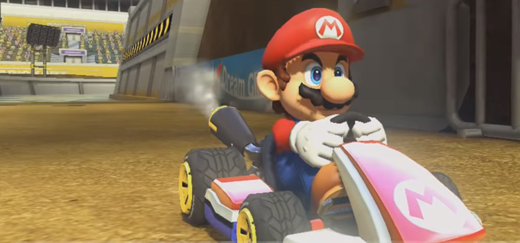 Mario ready to race in Mario Kart 8