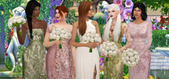 White Wedding Bridesmaids Pose Set / Sims 4 Preview