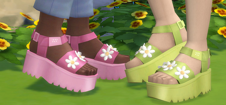 Pink & Green Platform Shoes for The Sims 4