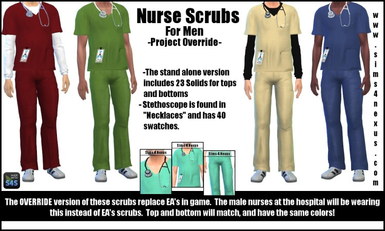 Nurse Scrubs for Men for The Sims 4