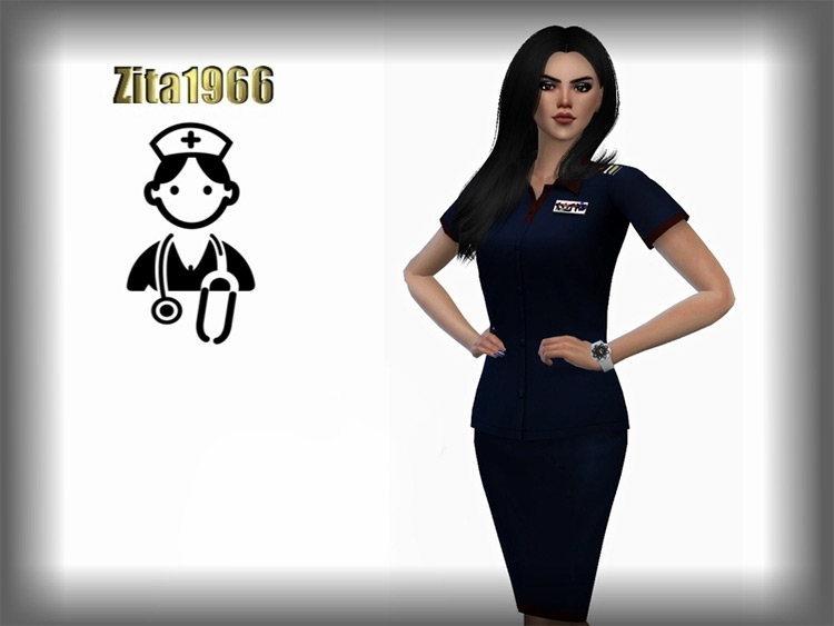 Nurse Uniform Top / Sims 4 CC